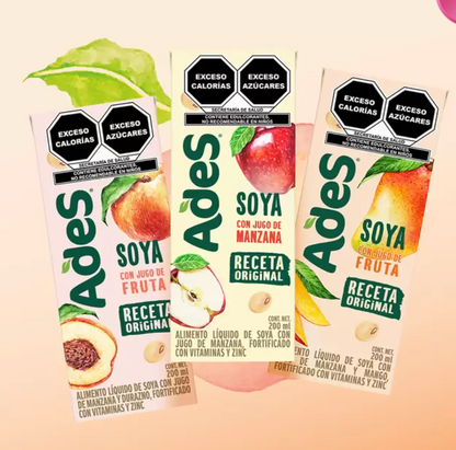Ades Bebida de Soya Con Jugo de Frutas 36 piezas de 200ml (Varios Sabores) - .