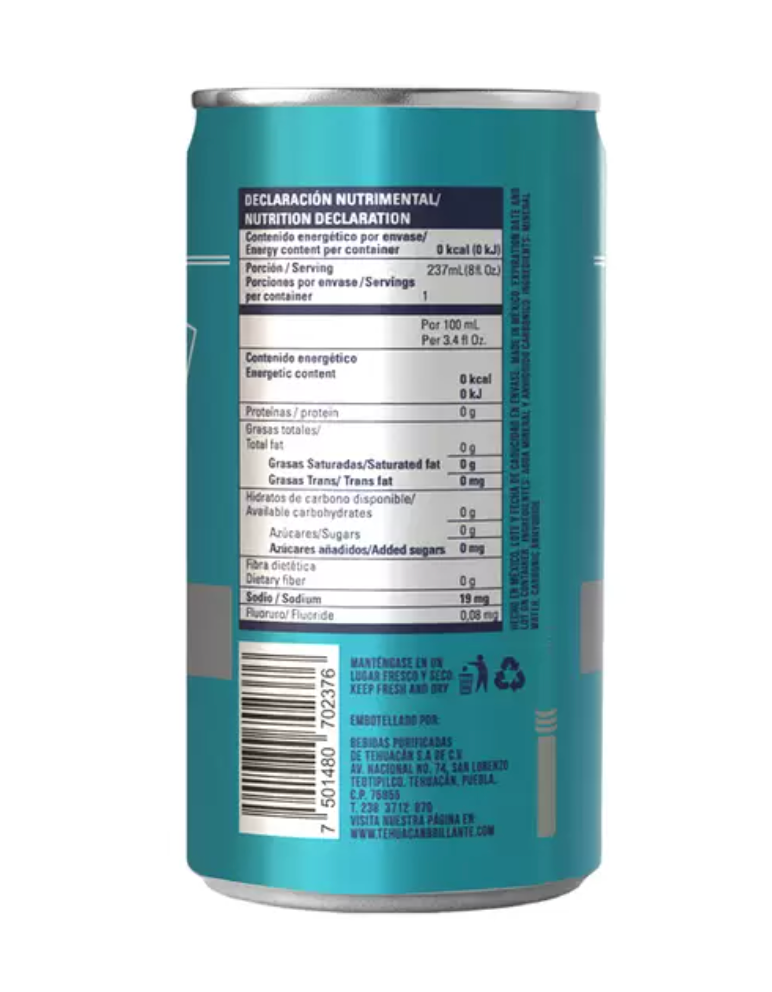 Tehuacán Agua Mineral 24 piezas de 237 ml - .