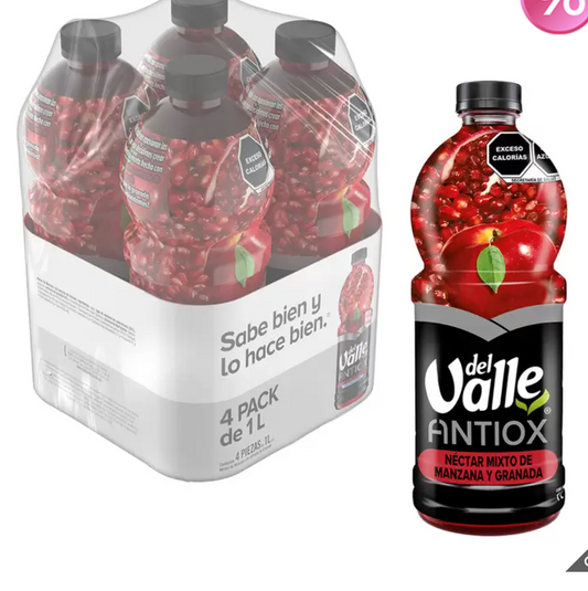 Del Valle Jugos de Manzana y Granada 4 pzas de 1 L  - .
