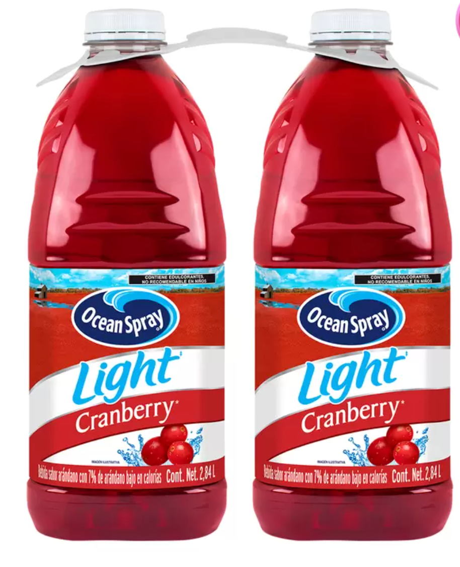 Ocean Spray Bebida de Arándano Baja en Calorías 2 pzas de 2.83 L - .