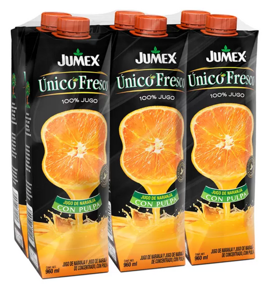 Jumex Único Fresco Jugo de Naranja 6 piezas de 960 ml - .