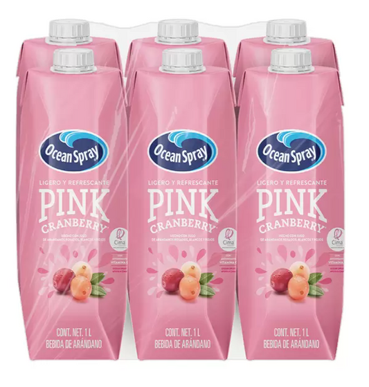 Ocean Spray Pink Jugo de Arándanos Rosados, Blancos y Rojos 6 pzas de 1 L - .