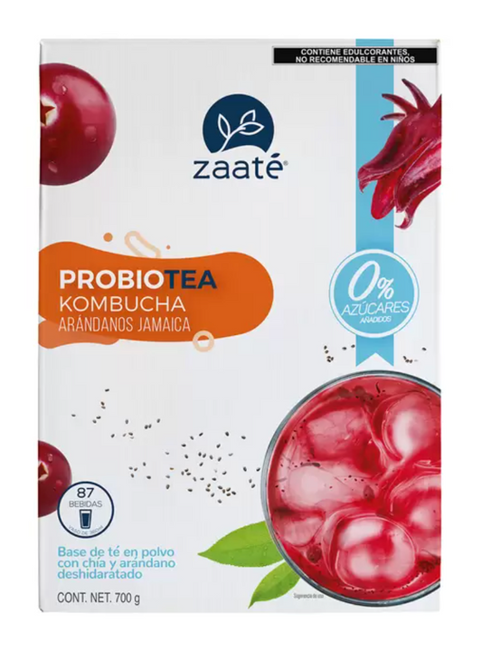 Zaaté Kombucha Té Rojo sin Azúcar Jamaica Arándano 700 grs - .