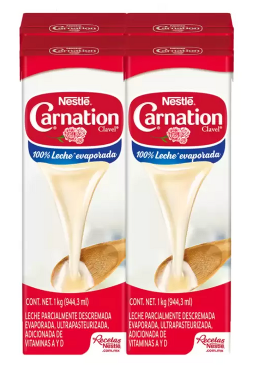 Carnation Clavel Leche Evaporada 4 pzas de 1 L - .