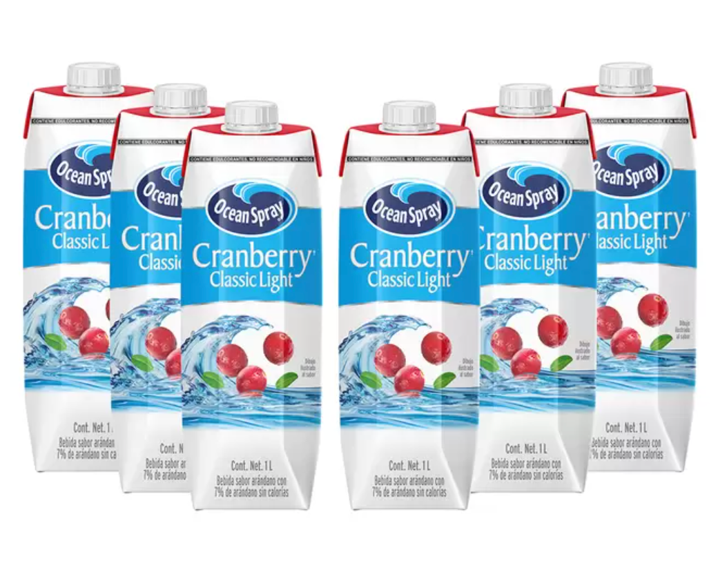 Ocean Spray Bebida de Arándano Baja en Calorías 6 pzs de 1 L - KOZ