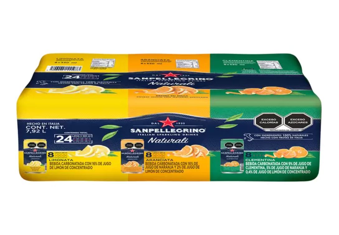 San Pellegrino Agua Mineral Saborizada Mix Pack 24 piezas de 330 ml - .