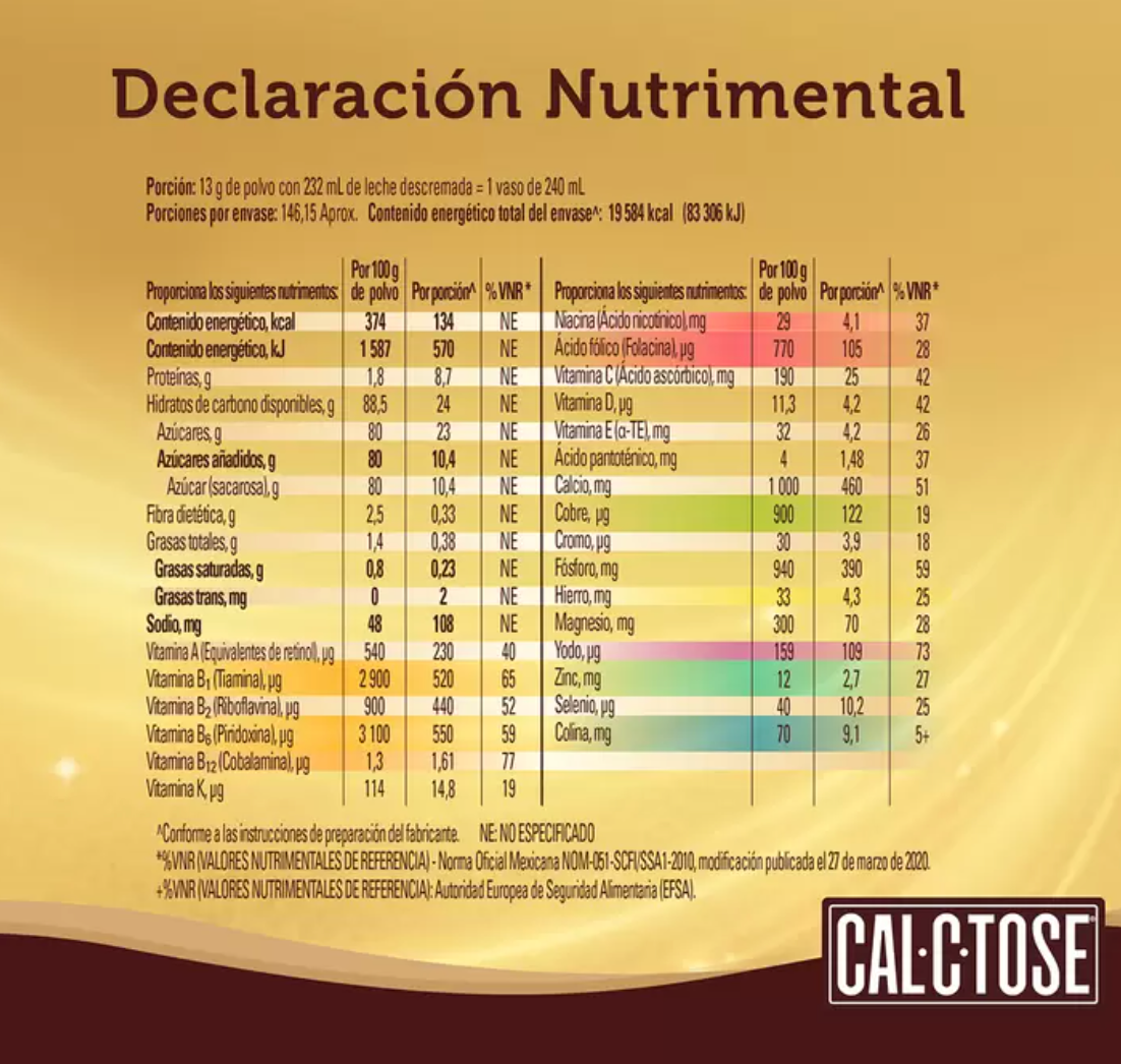 Cal-C-Tose Chocolate en Polvo Fortificado 1.9 kg - KOZ