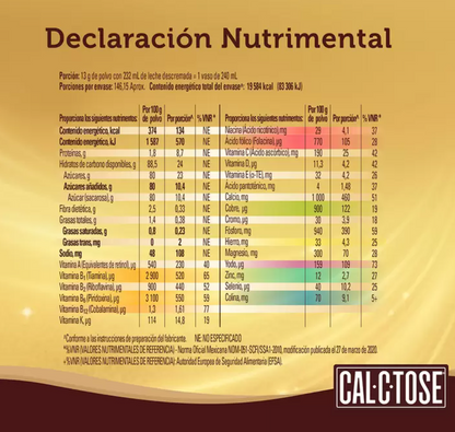 Cal-C-Tose Chocolate en Polvo Fortificado 1.9 kg - KOZ