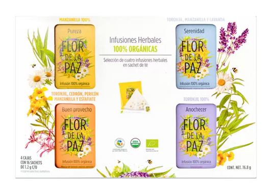 Flor de La Paz Té Organico kit 4 cajas con 16 sachets - .