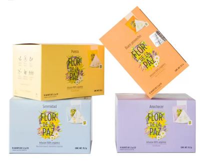 Flor de La Paz Té Organico kit 4 cajas con 16 sachets - KOZ