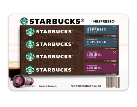 Starbucks Cápsulas Nespresso, Café Espresso Roast y Verona 40 cápsulas - KOZ