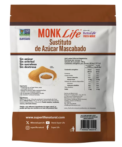 Monk Life Sustituto de Azúcar Mascabado 500 grs - .