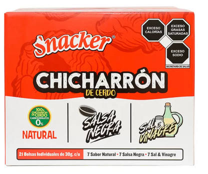 Snacker Chicharrón de Cerdo Paquete Surtido 21 pzas de 30 grs - .