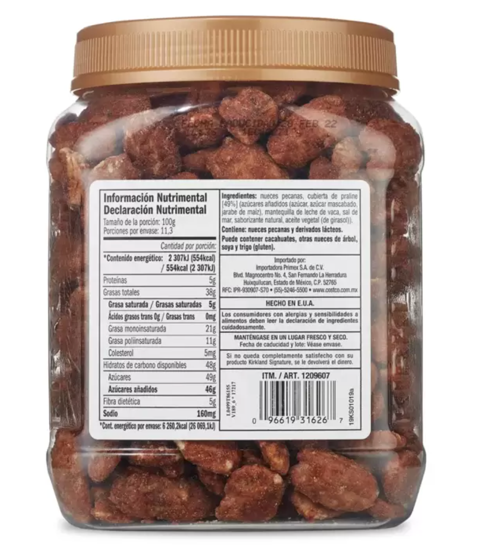 Kirkland Signature Nueces Pecanas Cubiertas de Praline 1.13 kg - KOZ
