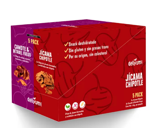 Deliyum.com Mix de Vegetales Deshidratados Jícama Chipotle y Camote & Betabel Fuego 5 pzas de 60grs - KOZ
