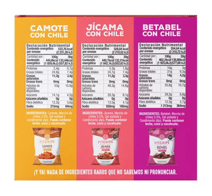 Fitchips Botana Horneada de Vegetales con Chile 12 pzas de 30 grs - .