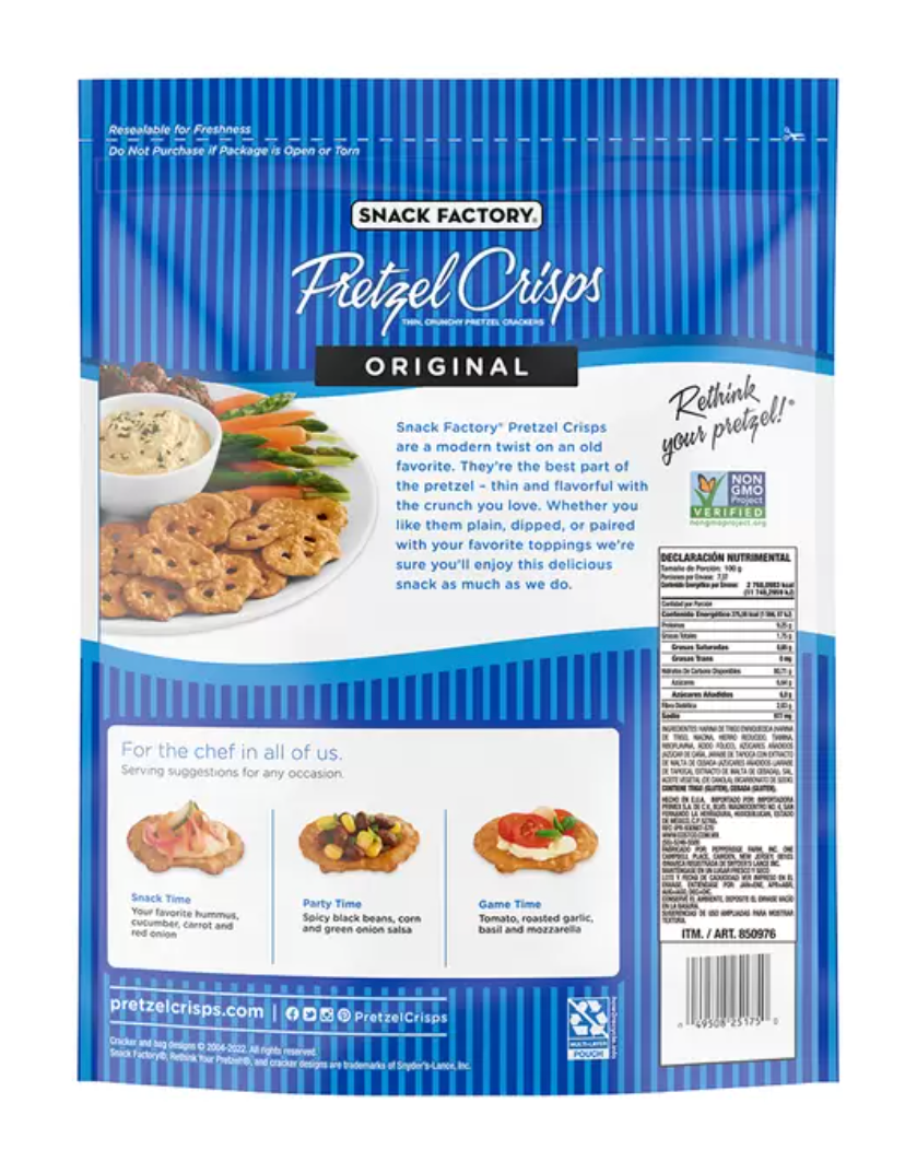Snack Factory Pretzels Crujientes 737 grs - KOZ