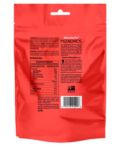 Wonderful Pistaches Sin Cáscara Tostados Con Chile 624 grs - .