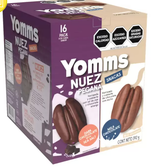 Yomms Snacks de Nuez Pecana con Chocolate 16 pzas de 37 grs - KOZ