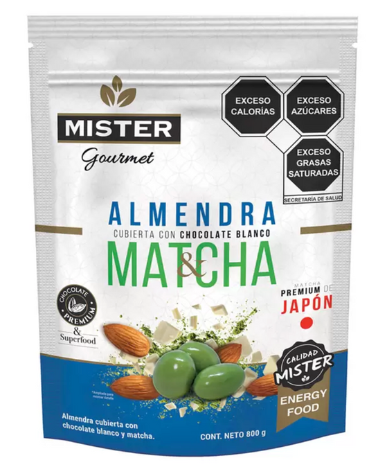Mister Gourmet Almendra Cubierta con Chocolate Blanco y Matcha 800 grs - .
