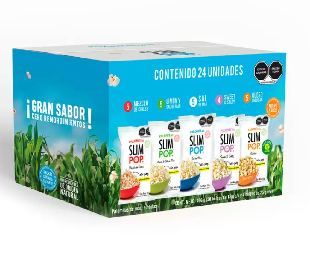 Slim Pop Palomitas Surtidas 20 pzas de 18 g y 4 pzas de 25 grs