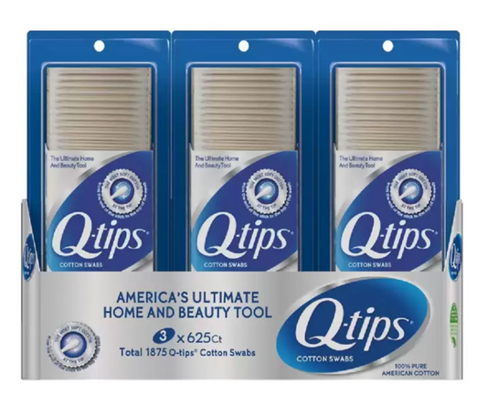Q-Tips Cotonetes de Algodón 3 paquetes de 625 piezas - KOZ