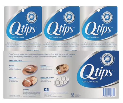 Q-Tips Cotonetes de Algodón 3 paquetes de 625 piezas - KOZ