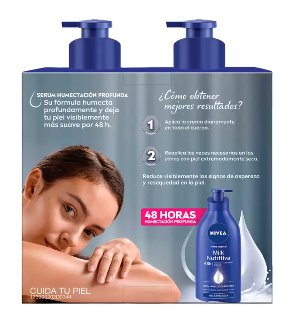 Nivea Body Milk Crema Corporal 2 pzs de 1l + 75 ml - .