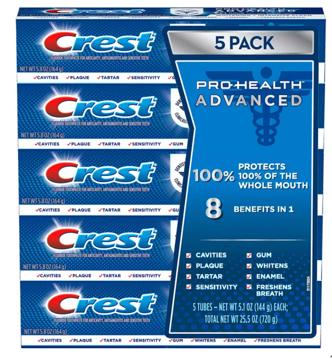 Crest Pasta de Dientes Pro Health Advanced 5 pzas de 144 g c/u  - KOZ