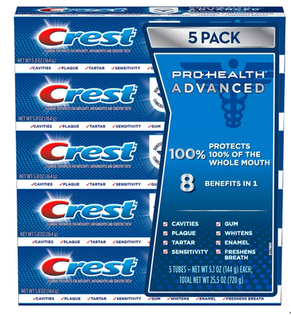 Crest Pasta de Dientes Pro Health Advanced 5 pzas de 144 g c/u  - KOZ