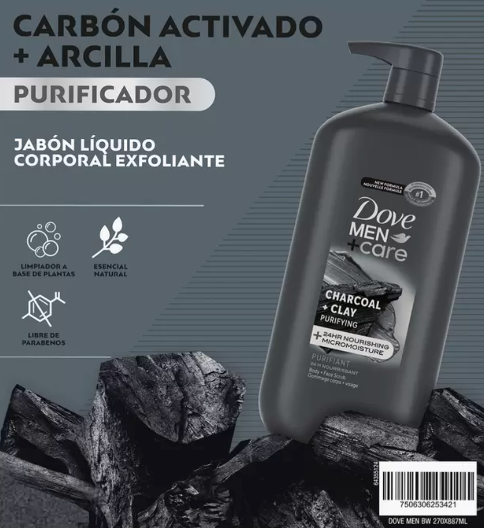 Dove Men Jabón Corporal y Facial Líquido Exfoliante 887 ml - KOZ