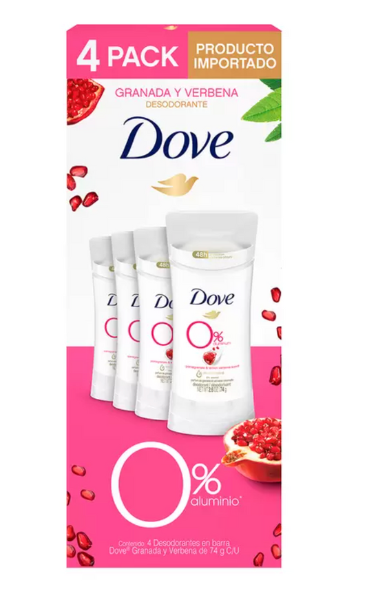 Dove Desodorante en Barra aroma Granada y Verbena 4 piezas de 74 grs - KOZ