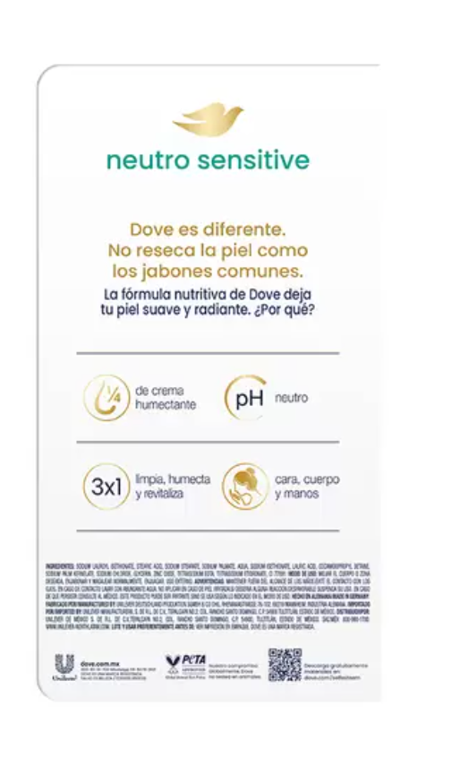 Dove Neutro Sensitive Jabón en Barra 14 piezas de 135 gr - .