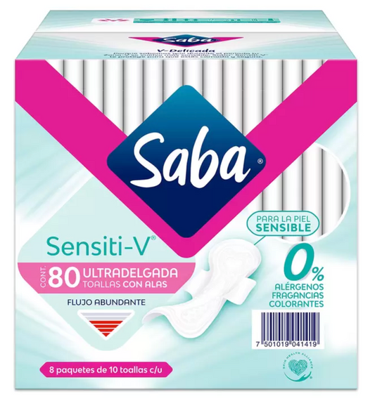 Saba Sensitiv Toallas Femeninas 80 piezas - KOZ