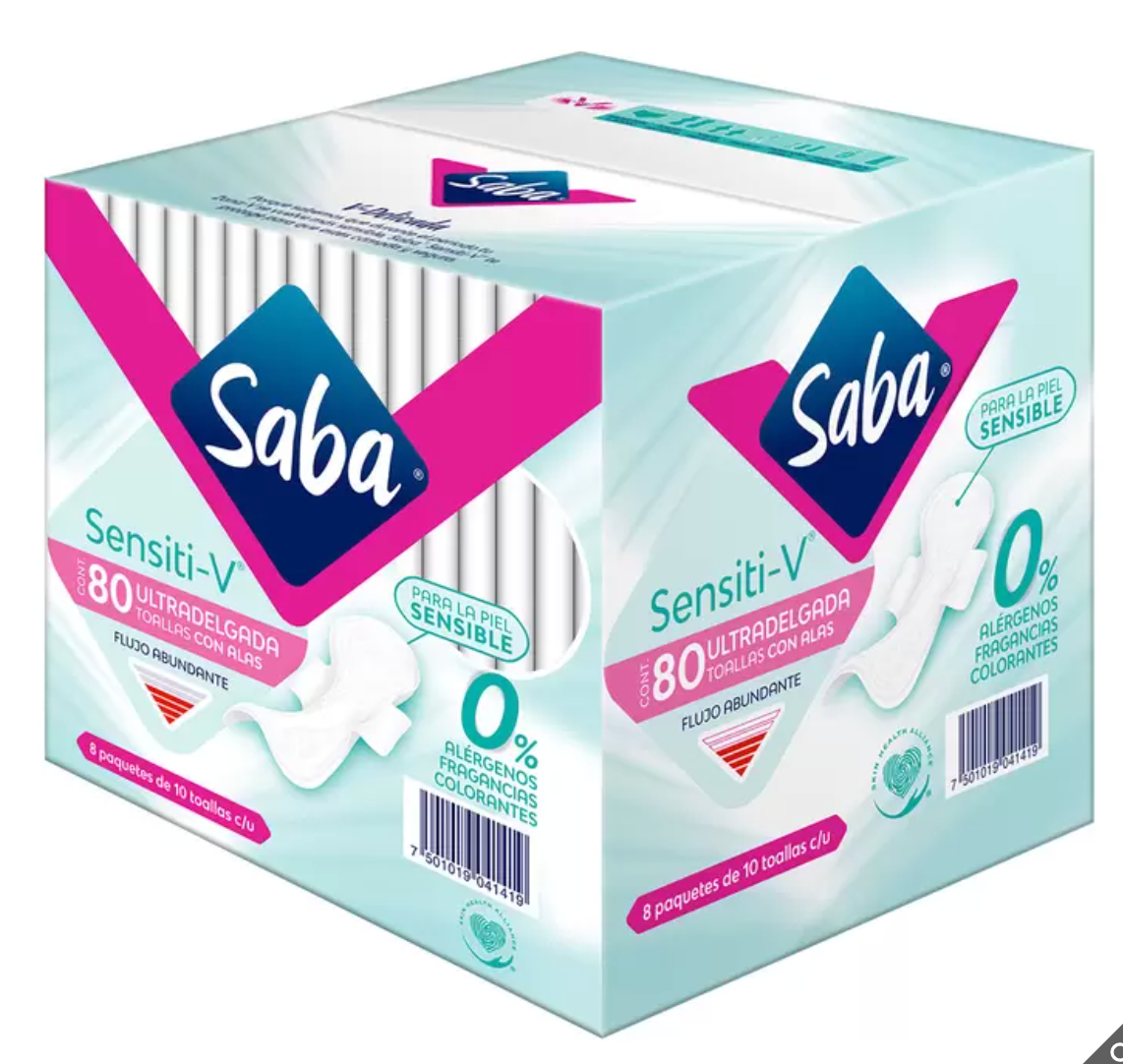 Saba Sensitiv Toallas Femeninas 80 piezas - KOZ