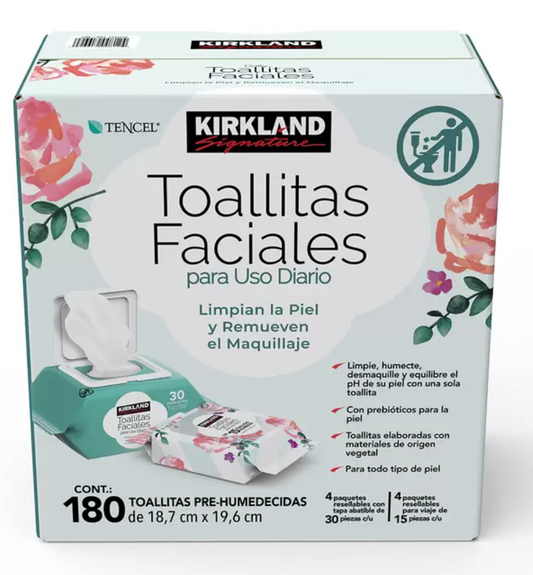 Kirkland Signature Toallitas Faciales 180 piezas - KOZ