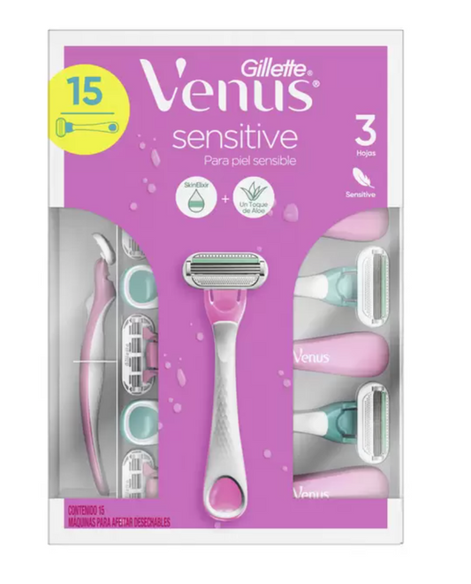Gillette Venus Sensitive Rastrillo para Afeitar Desechable 15 piezas - KOZ