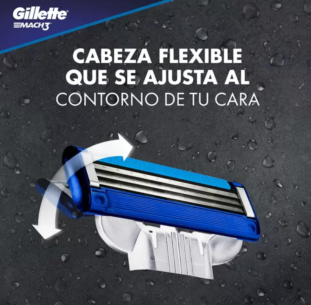 Gillette Mach3 Turbo Máquina + 9 cartuchos + Gel 71 grs - KOZ