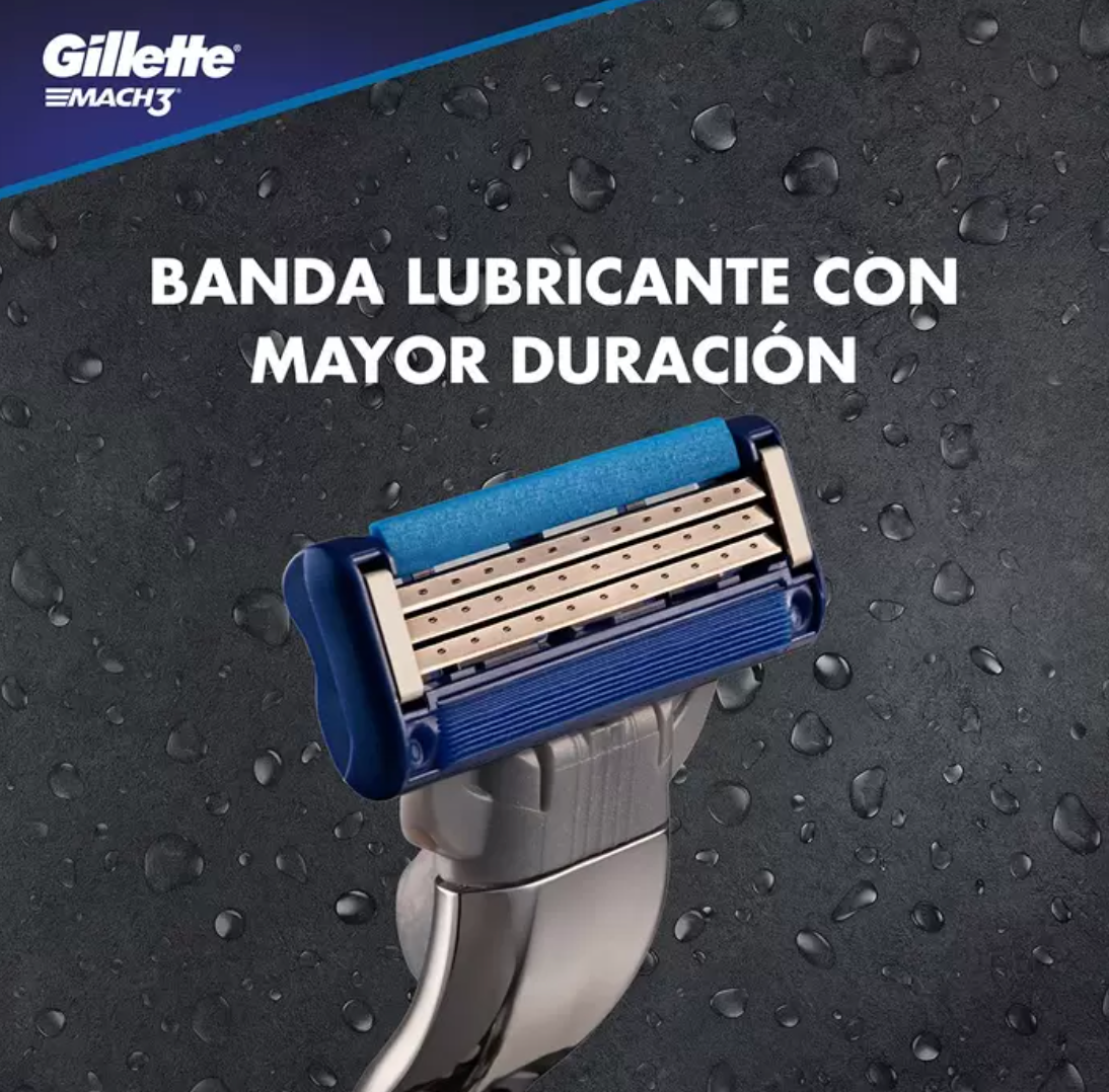 Gillette Mach3 Turbo Máquina + 9 cartuchos + Gel 71 grs - KOZ