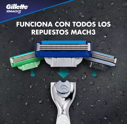 Gillette Mach3 Turbo Máquina + 9 cartuchos + Gel 71 grs - KOZ