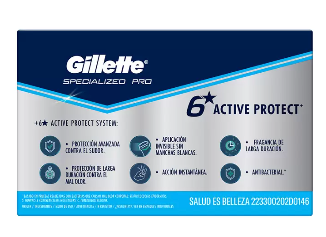 Gillette Antitranspirante en Gel Specialized Pro 3 pzas de 45 gr