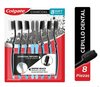 Colgate Cepillo de Dientes Charcoal 8 piezas - KOZ