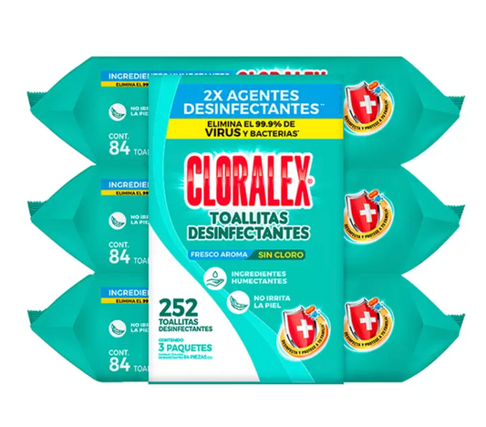 Cloralex Toallitas Desinfectantes sin Cloro 252 piezas - .