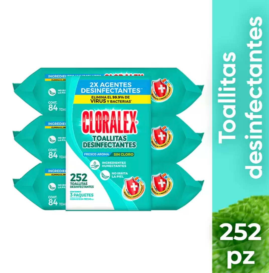 Cloralex Toallitas Desinfectantes sin Cloro 252 piezas - KOZ