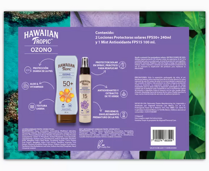 Hawaiian Tropic Ozono Bloqueador Solar 2 Lociones y 1 Spray - .