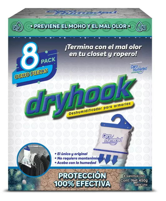 Cero Humedad Dry Hook Deshumificador para Armarios 8 piezas - .