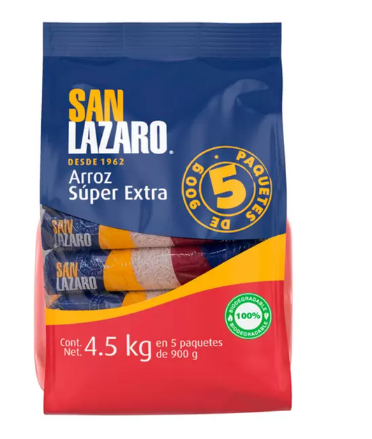 San Lazaro Arroz Super Extra 5 pzas de 900 grs - KOZ
