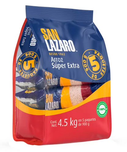 San Lazaro Arroz Super Extra 5 pzas de 900 grs - KOZ