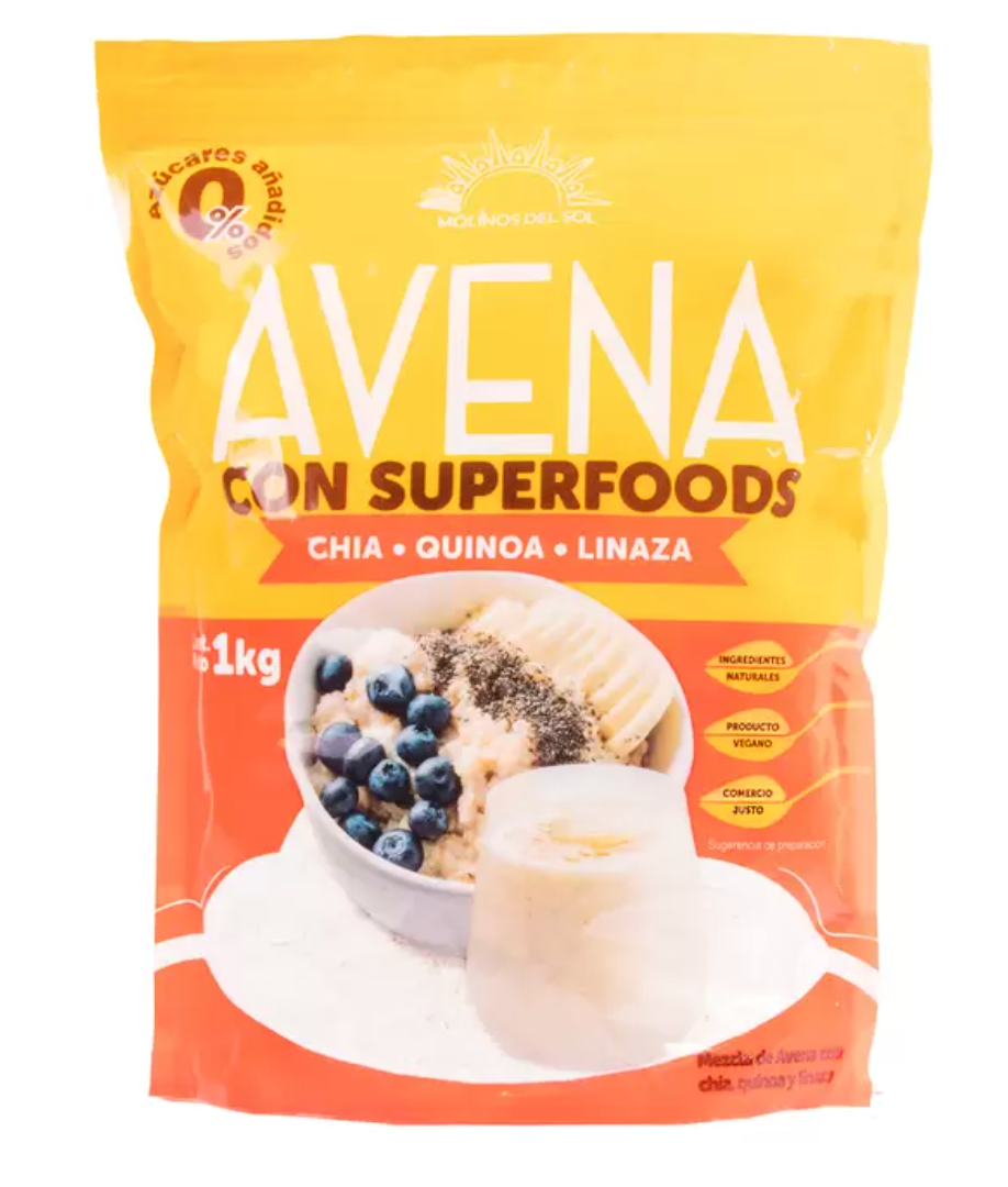 Molinos Del Sol Avena con Superfoods Chía-Quinoa-Linaza 1 kg - .