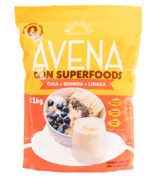Molinos Del Sol Avena con Superfoods Chía-Quinoa-Linaza 1 kg - .